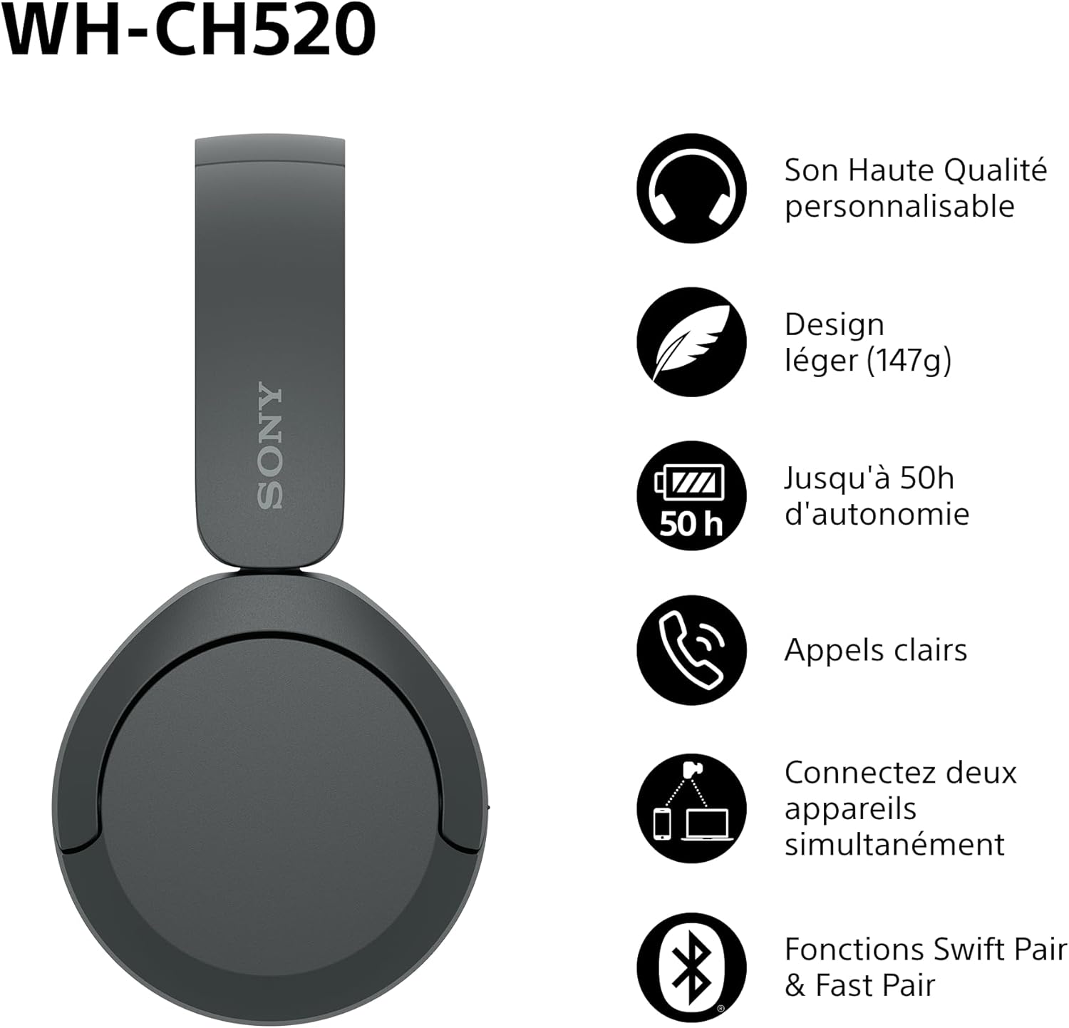 Casque Bluetooth Écoute Immersive 50H