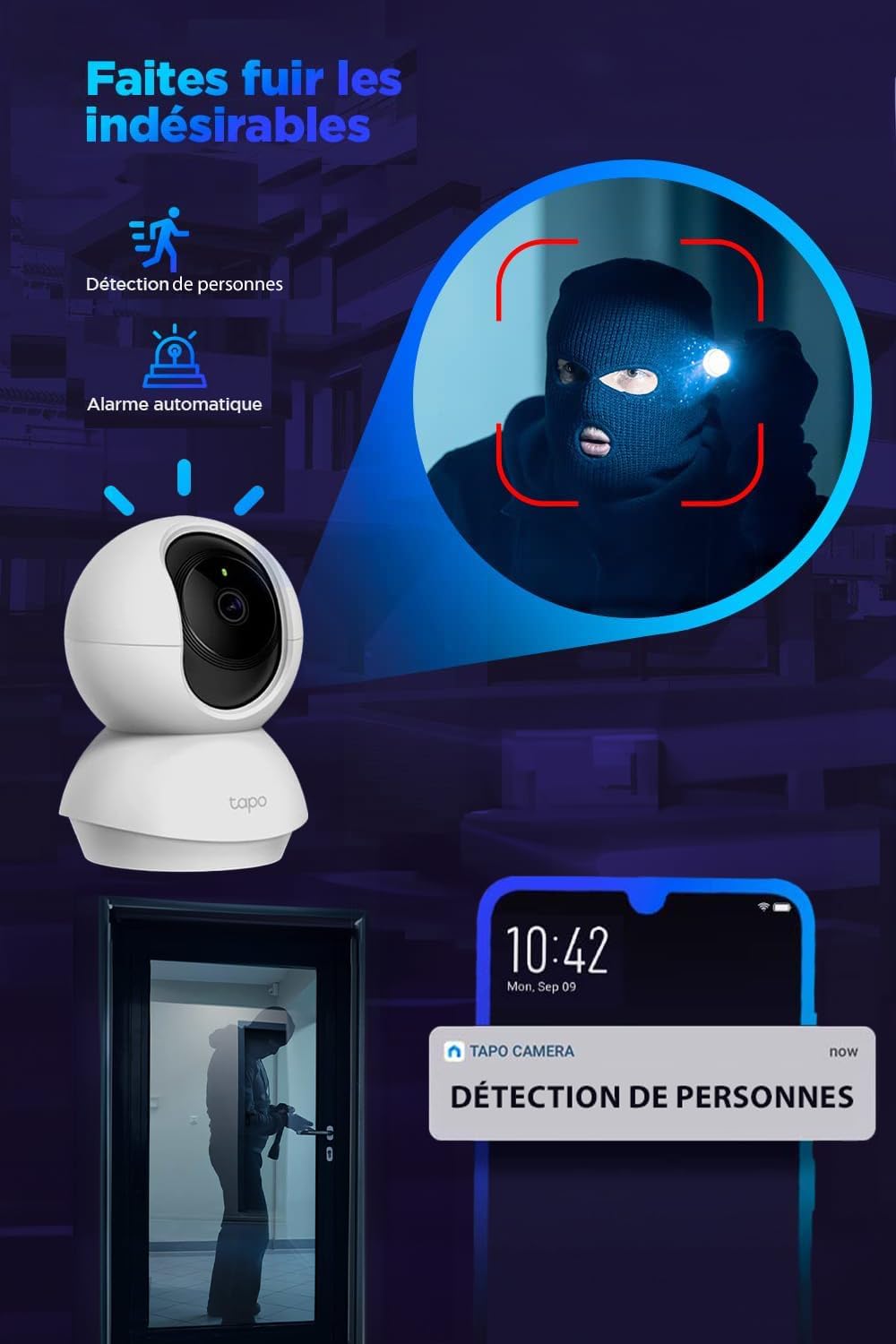 Caméra Intérieure 2K avec Détection Intelligente