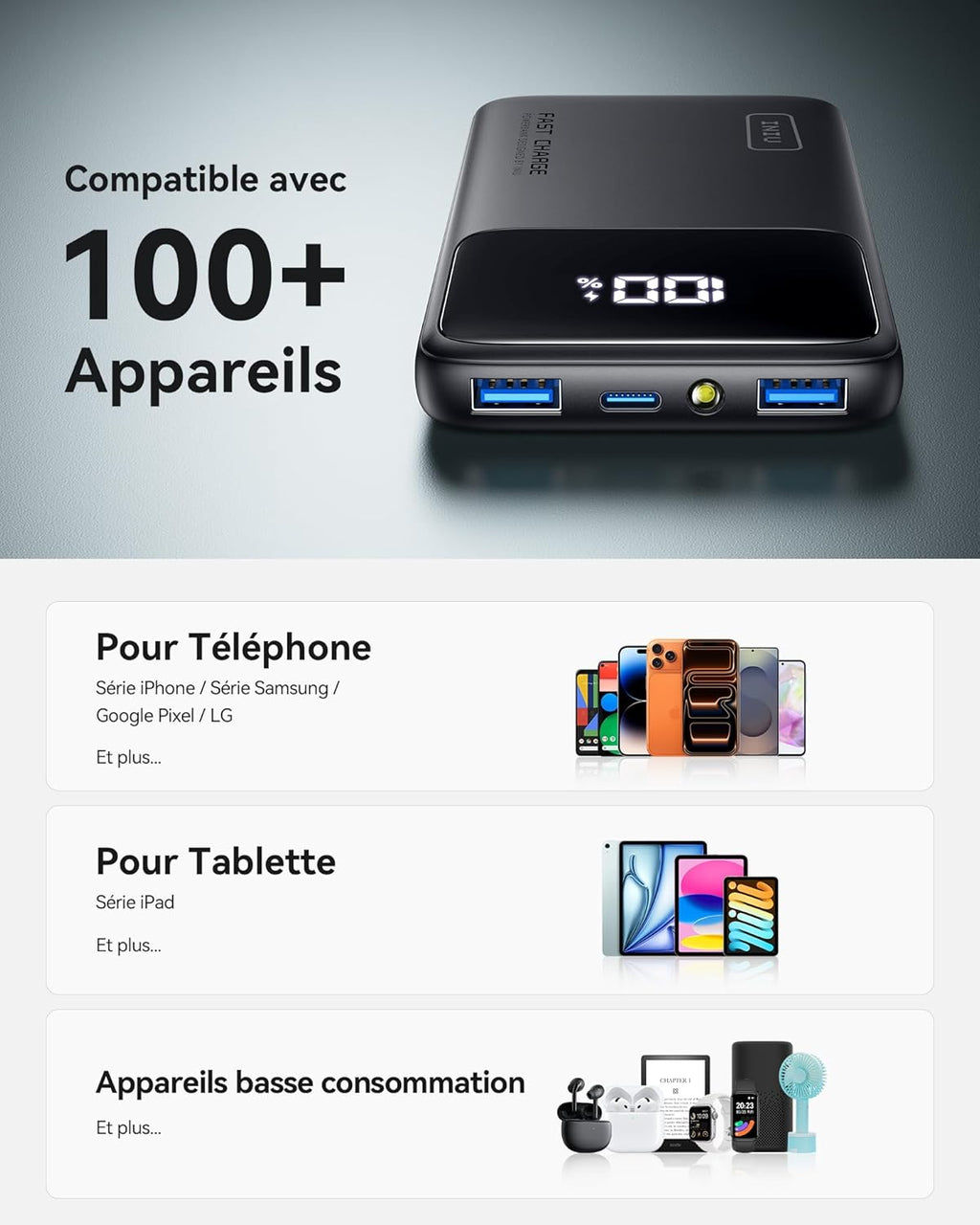 Chargeur Portable Rapide 10000mAh